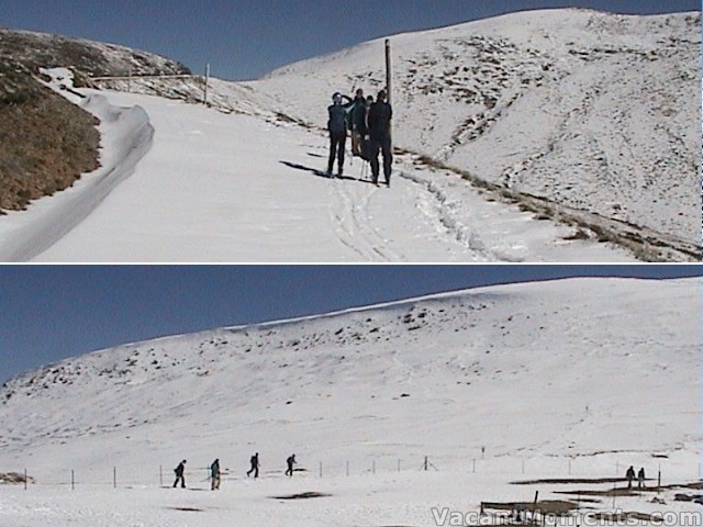 Stopping for happy snaps above Seaman�s & Kozi Cornice from Rawson�s Pass