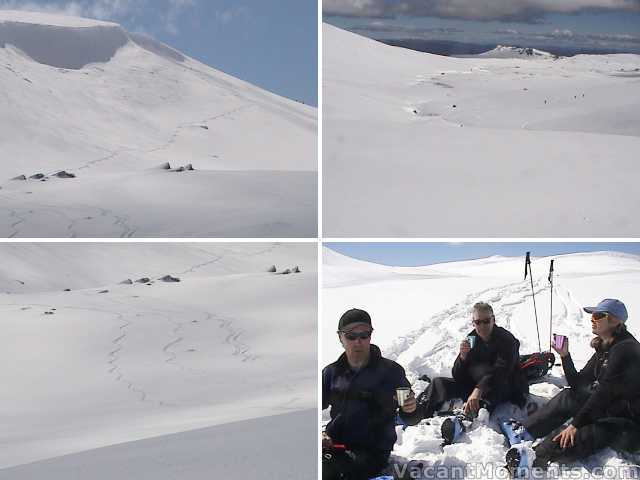 Jackie�s zipper line under the cornice, lunch in the valley below