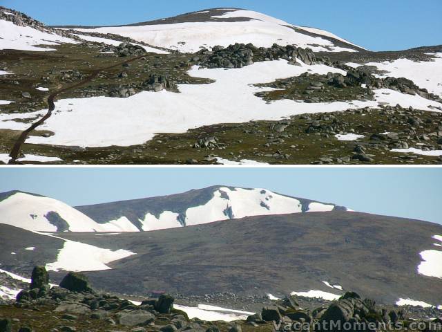 Mt Kosciuszko and Club Lake chutes from Kosciuszko Lookout � Tuesday