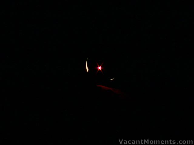 Hard to see � and even rarer, crescent moon setting behind Eagles Nest