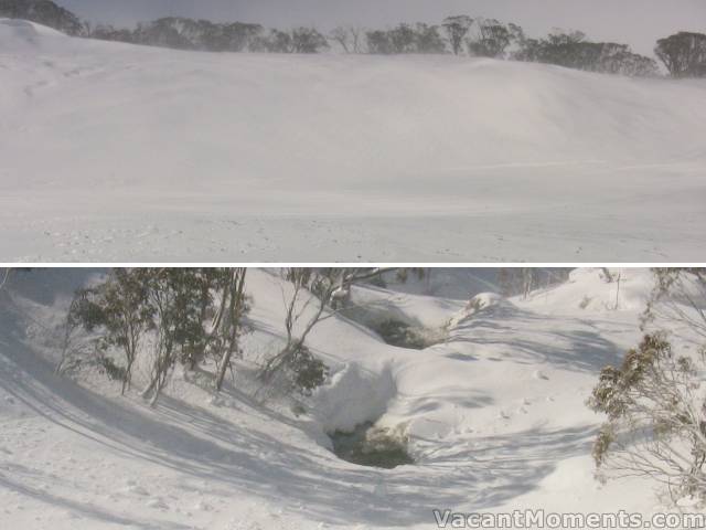 Q5 awaiting first tracks � Upper Bunny Walk with gushing sink holes