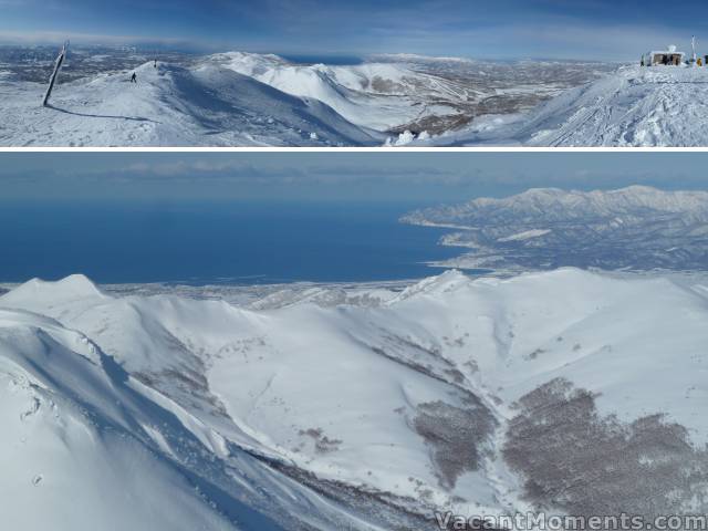 A 180� panorama (4 photos stitched together) seldom seen in such clear weather<BR> and a closer shot of the sea